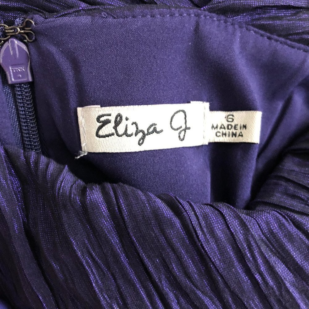 ELIZA J One Shoulder Cocktail Dress Purple & Black w Rhinestone Beading - Size 6 - Picture 4 of 5